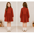 thumbnail image 3 of Lanbubble Girls Long Sleeve Turtleneck Dress Soft Knitted A Line Fall Winter Dress 2-7 Years, 3 of 8
