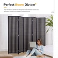 thumbnail image 5 of JOSTYLE 5-Panel Room Divider Folding Privacy Screen Divider for Room Separation with Natural Bamboo Pinewood Frame Black, 5 of 9
