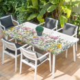 thumbnail image 2 of Spring Floral Table Cloths for 4 Foot Rectangle Tables, Watercolor Flower Eucalyptus Leaves Botanical Patio Waterproof Elastic Fitted Tablecloths, Washable Rectangular Table Cover for Camping, 2 of 8