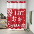 thumbnail image 6 of No Hook Shower Curtain with Built-in Rings - Let It Snowflakes Washable Waterproof Fabric Bathroom Curtains for Hotel,Rentals, 72 X 84 Inch Extra Long , Red White Christmas, 6 of 9