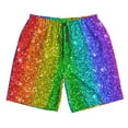 thumbnail image 4 of Bixox Men's Glitter Rainbow printing Casual Classic Fit Short Summer Beach Shorts, 4 of 6