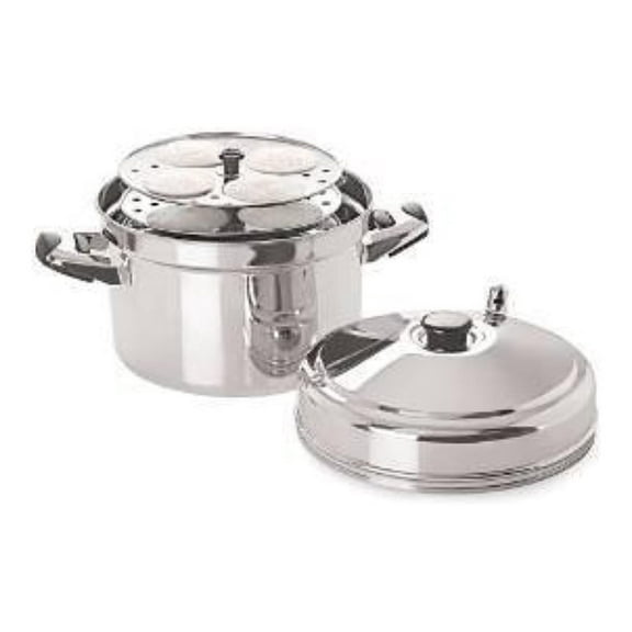 TABAKH IC-205 5-Rack Stainless Steel Idli Cooker with Strong Handles,Silver,Medium
