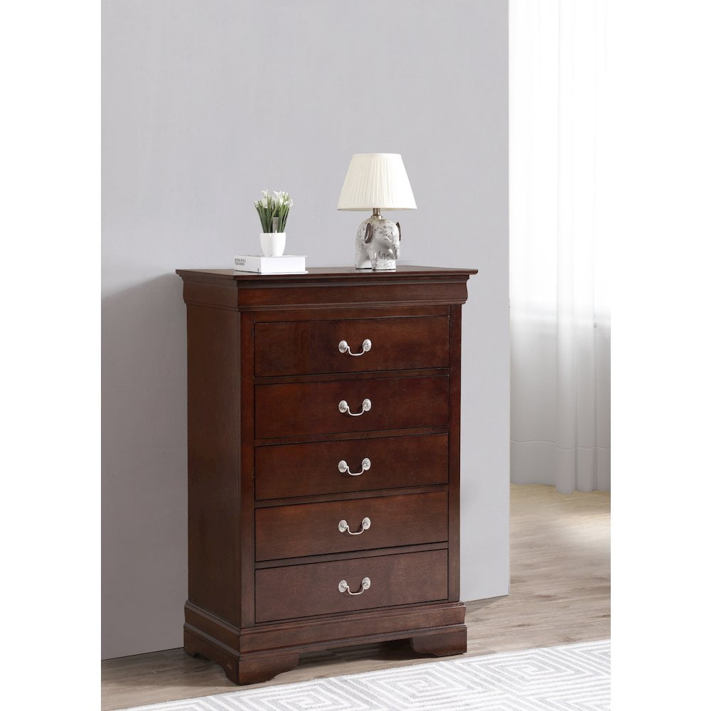 Glory Furniture Louis Phillipe Chest in Cappuccino Color