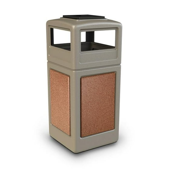 Commercial Zone Products 72051699 42-gallon StoneTec Panel with Ashtray Dome Lid Beige with Sedona Panels