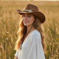 thumbnail image 3 of Hsqqdc Western Cowboy Hat with Flower Band Cowgirl Cap for Parties, 3 of 7