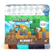 Minecraft Kids Twin/Full Blanket, 62 x 90, Microfiber, Green and Blue, Mojang