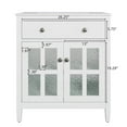 thumbnail image 2 of Resenkos 30" Bathroom Vanity with Ceramic Sink, Solid Wood Legs, Adjustable Shelf, Tip-Out Tray, Silver Metal Knobs, Soft Close Hinges - White, 2 of 20