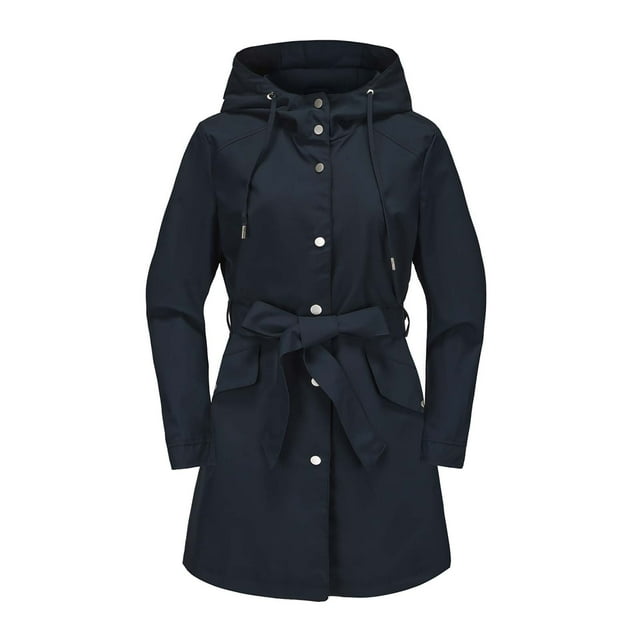 Timegard Veste Coupe-Vent pour Femmes à Manches Longues, Chandails à Capuchon Classiques Décontractés, Manteau d'Extérieur à Revers avec Ceinture