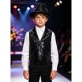 thumbnail image 6 of iiniim Boys Show Outfit Sequin Vest Hat Set For Dance Party Themed Celebration Gear Performance Top Black 6, 6 of 7