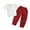 Red, variant on Kkkded Boys Girls Solid Color Cotton Linen Pants Two-Piece Set for Kids Baby Spring Summer Short-Sleeved Solid Colour Tops Set 12 Months - 8 Years