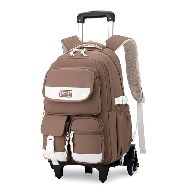 Mochila infantil MITOWERMI Rolling de 6 ruedas, 46 cm, color marrón