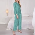 thumbnail image 3 of Sikiie Teal Green Glitter Women's Long-Sleeve Shirt and Full-Length Bottom Pajama Set (s-xxl)-X-Large, 3 of 7