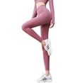 thumbnail image 5 of Pantalones de yoga ajustados deportivos sin costuras con cintura alta y caderas de color melocotón para mujer, 5 of 5