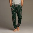 thumbnail image 2 of Wutalume Men's Drawstring Pocket Cuffed Casual Pants with Christmas Print, Soft Home Sleep Pants for Lounge, Holiday Wear, and Comfortable Relaxation,Dark Green L, 2 of 7