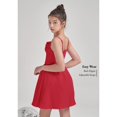 thumbnail image 3 of Vestido EXARUS con tirantes finos y capucha fruncida para niñas de 8 años, rojo, 3 of 6