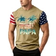 thumbnail image 2 of GrmtClth Father's Day Gift Casual Dad Papa Print American Flag Top Vintage 4th Of July Patriotic Shirt Quick Dry Comfortable Round Neck Independence Day Tee Green XL, 2 of 4