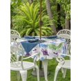 thumbnail image 3 of Outdoor Tablecloth with Umbrella Hole for Patio/Picnic/Party/Camping, Cartoon Dinosaur Waterproof Table Cloth Round Cover Washable, Watercolor Green Blue Dino Grey Plaid (Dia 54"), 3 of 8