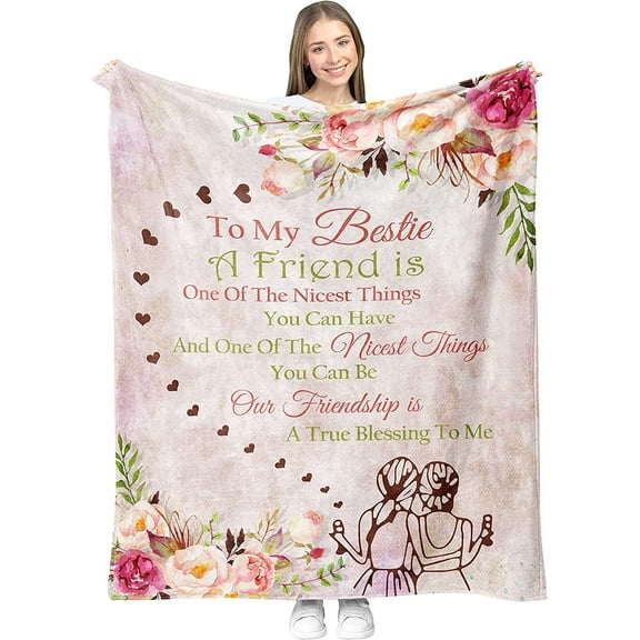 Bestie Gifts to My Bestie Blanket Birthday Gifts for Women Bestie Sister Teen Girls Long Distance Friendship Gift Christmas or Valentines Gift for Her Throw Blankets 60 x 50 inch