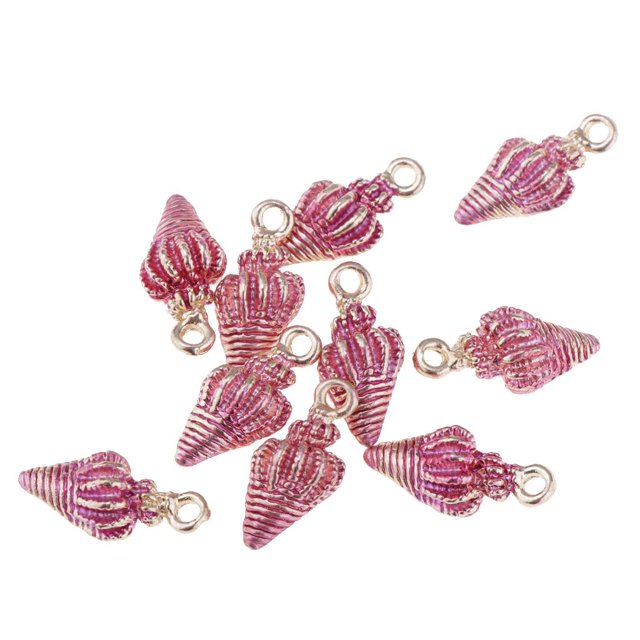 10 piezas de concha , concha, de aleación de animales, de hallazgos de joyería rojo