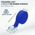 thumbnail image 2 of 1" x 13 ft Lashing Strap with Buckles, 2 Pcs Cam Buckle Tie Down Straps Cinch Straps Up to 551 lbs, Blue, 2 of 7
