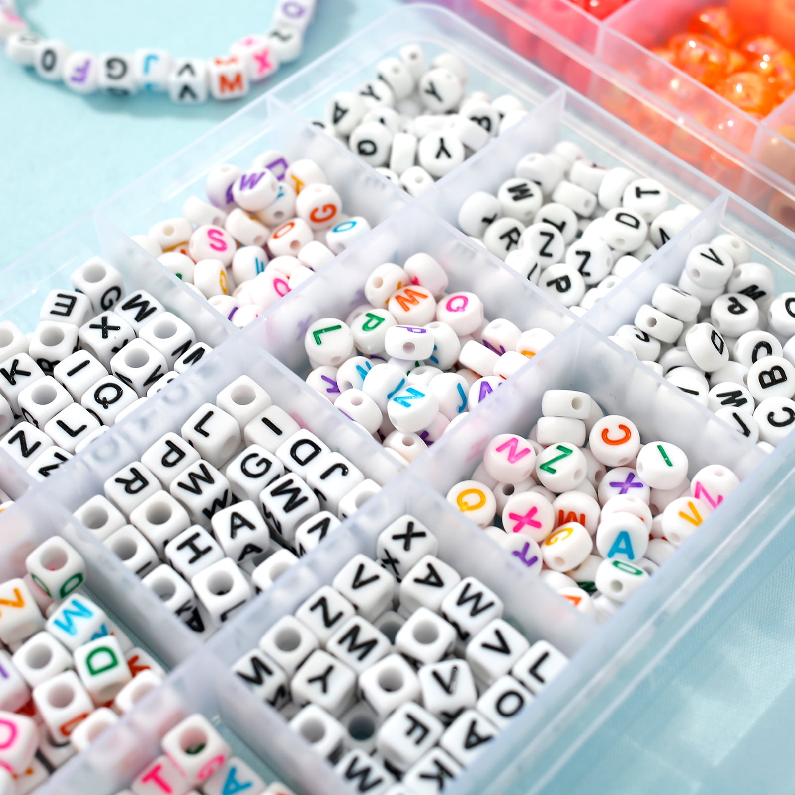 FVKRNYZ 1977Pcs Pony Beads Kit for Bracelet Making 64 Colors 9mm Kandi Beads Set Plastic Pony Beads Bulk with 375pcs Letter Beads Elastic String DIY Bracelets Jewelry Beads