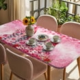 thumbnail image 3 of Valentine's Day Table Cloths for 5 Foot Rectangle Tables, Watercolor Gnomes Roses Love Romantic Patio Waterproof Elastic Fitted Tablecloths, Washable Rectangular Table Cover for Camping, 3 of 8