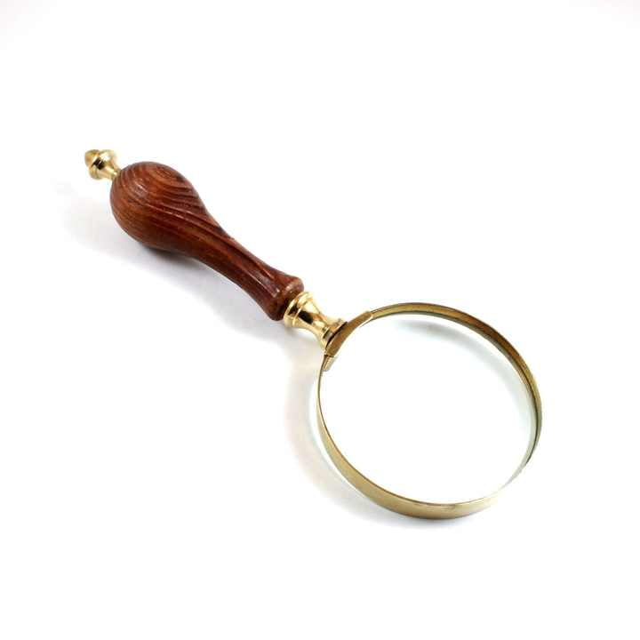 Nautical Table Decor Handle Magnifier 2\" Brass Wooden Lens with Durable Metal Alloy Novelty Gifts