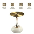 thumbnail image 4 of LeisureMod Wide Side Table with Gold Stainless Steel Top Round Accent Table and Pedestal Base Modern End Table for Home, Living Room Savoy Series in White, 4 of 11