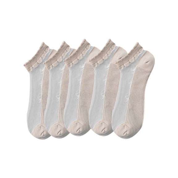 Babcutegg 5PC Socks for Women Tight Fitting Casual Fashion Lightweight Absorb Sweat Womens Underwear Khaki Size Free Size