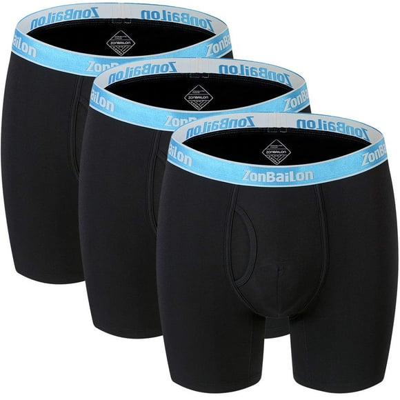 ZONBAILON 3xl Underwear Men No Ride Up Bamboo Viscose Boxer Briefs for Men 3-Pack