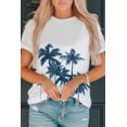 thumbnail image 1 of POGLIP Women's White Tropical Plant Pattern Print Short Sleeve T Shirt, 1 of 6