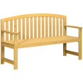 thumbnail image 2 of Resenkos 56" Outdoor Bench, 2-Person Wooden Seat with Back & Arm, Patio Bench for Deck, Porch, Poolside, Balcony, Comfort & Style,Natural, 2 of 11