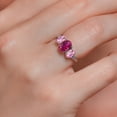 thumbnail image 4 of Gem Stone King 10K White Gold Red Created Ruby Pink Sapphire and White Lab Grown Diamond 3 Stone Engagement Ring for Women (2.59 Cttw, Gemstone Birthstone, Size 7), 4 of 5