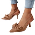 thumbnail image 5 of KEGIRLOM Women's Fashionable Casual Solid Color Pointed Toe Open Back Style High Heels Shoes Khaki 7, 5 of 5