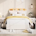 thumbnail image 2 of YUSAZENS Queen Size Velvet Upholstered Bed Frame with LED Light, MDF Structure 2 Underbed Storage Drawers, Floor Standing Soft Platform Bed No Box Spring Needed,  Beige, 2 of 8