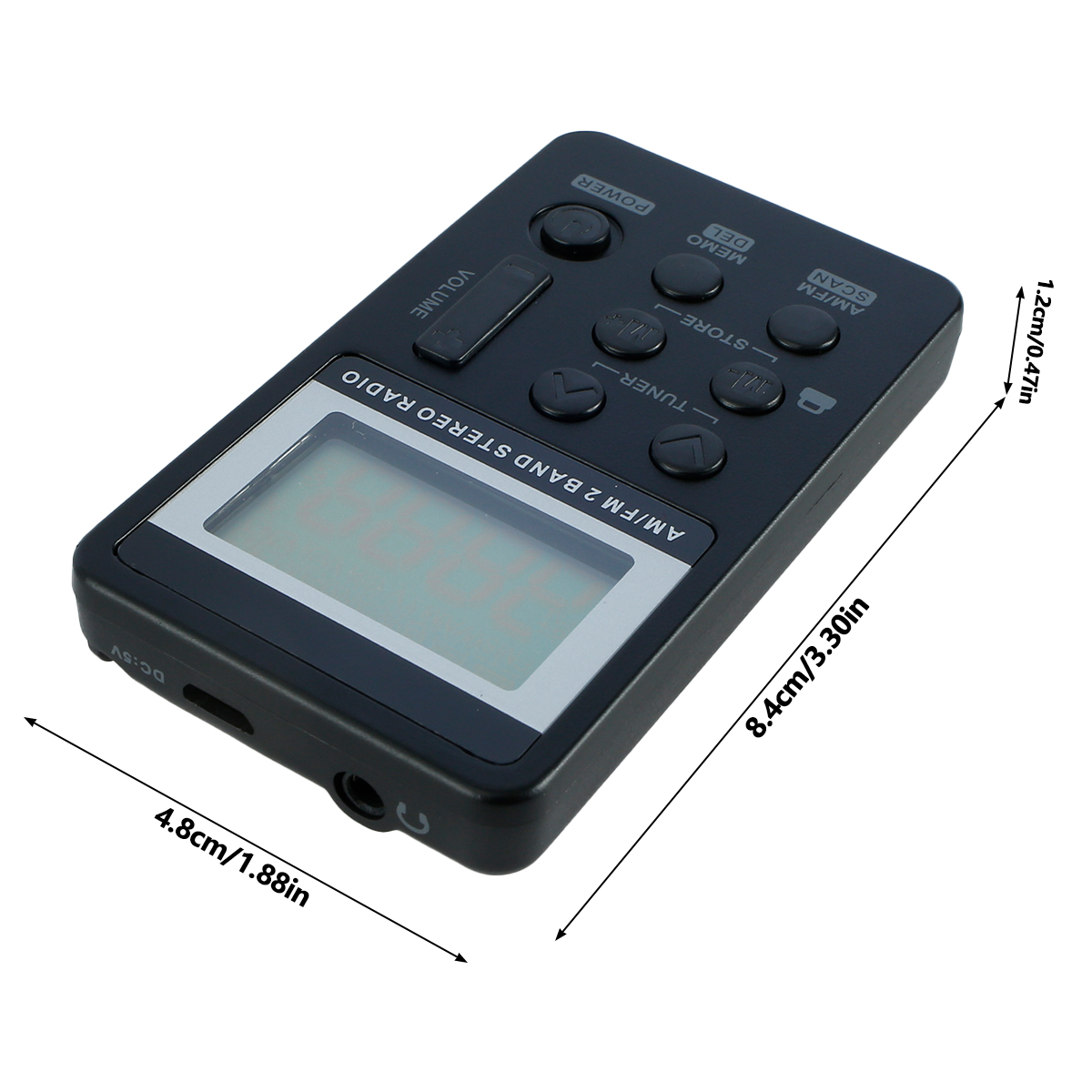 Portable AM/FM Radio, Black, Rechargeable Walkman Radio with LCD Display for Jogging - image 5 of 9