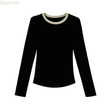 Dpytoraw Stylish Color Round Neck Long Sleeve Girls Top For Autumn Season Slimming Casual Blouse With Breathable Comfort Girls Top Size Black 12-13 Years
