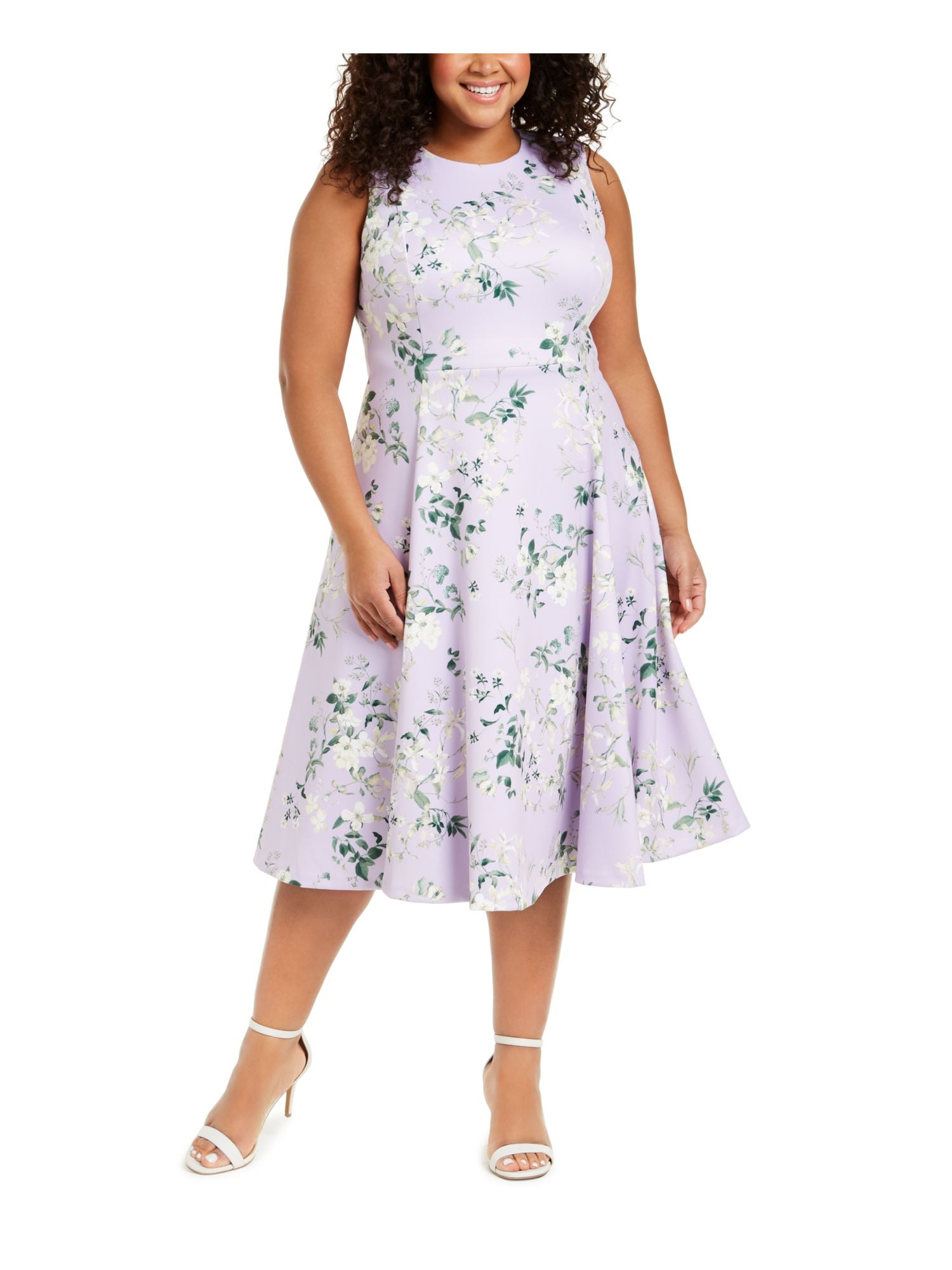 calvin klein purple floral dress