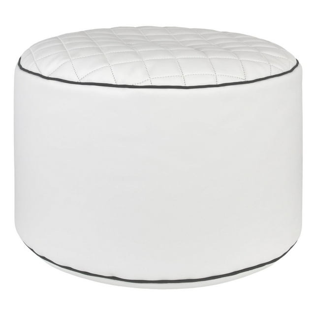 Gouchee Home Dotcom Modo Tap Pouf en simili cuir blanc – Pouf rond en polystyrène, accessoire durable et léger pour salon, chambre à coucher ou bureau, fabriqué au Canada
