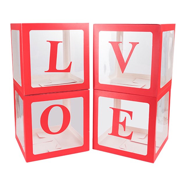 Cajas de globos de 4 piezas transparentes para decoraciones de boda de rojo Sunnimix Cajas de globos para uno