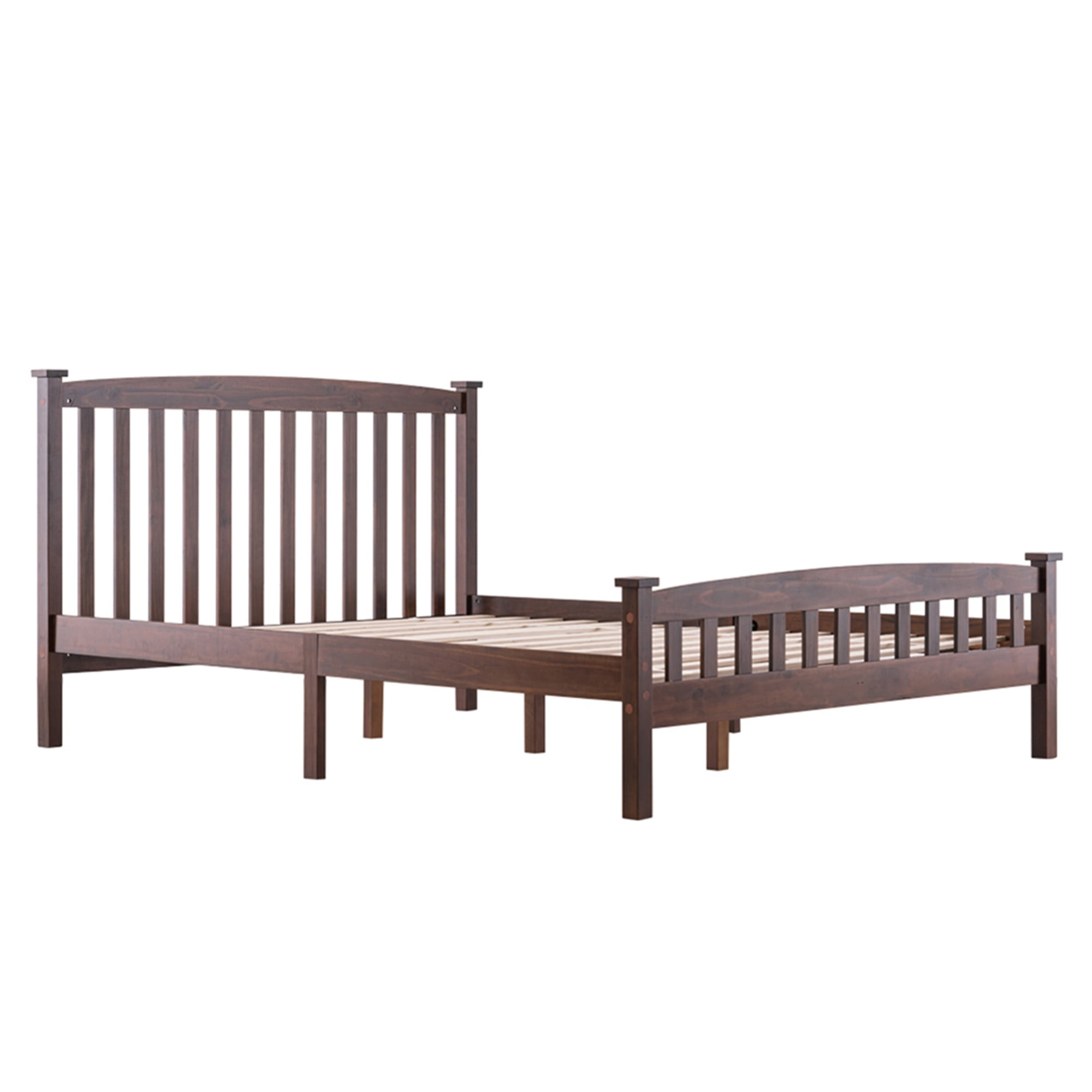 Kadyn Bed Frame with Headboard, Mid-Century Modern Solid Wood Platform Bed Frame, Wood Slat bed, Walnut Queen Bed