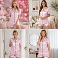 thumbnail image 4 of SOMER Womens Silk Pajama Sets Satin Pajamas Short Sleeve Button Down Tops and Shorts 2 Piece Pjs Sets Sleepwear Loungewear, 4 of 13