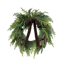 Cedar and Pinecones Christmas Wreath, Green and Brown, 22", by Guvpev