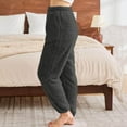 thumbnail image 4 of Mohiass Womens Fleece Pajama Pants, Winter Warm Fuzzy Lounge Bottoms Long Soft Plush Fluffy Pj Pants with Pockets Dark Gray S, 4 of 7