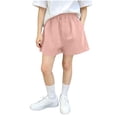 thumbnail image 2 of Babcutegg Girls’ Solid Color Elastic Waist Summer Shorts with Pockets, Casual & Comfortable Pants for Ages 2-15 Pink Size 10, 2 of 5
