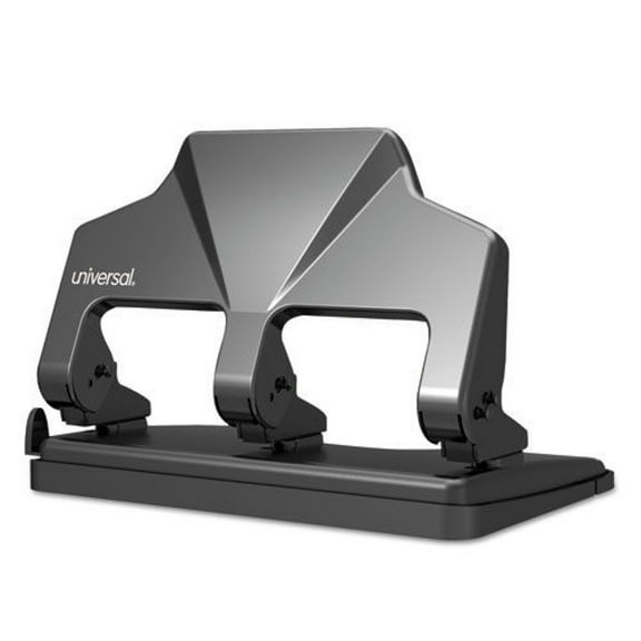 Universal UNV74325 30 Sheet Capacity Power Assist Three Hole Punch - Black