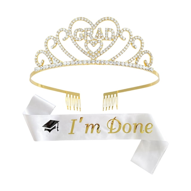 MKHSQHDG Today's Deals Graduation Party Strap “I’M Done” Alloy Rhinestone Graduation Sash
