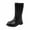 Black, variant on Huowey Fashion Autumn And Winter Girls Mid Calf Boots Flat Bottom Thick Soles Non Plush Warm Solid Side Zippers