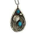 thumbnail image 2 of Boho Long Turquoise Necklace Silver Teardrop Turquoise Necklace Blue Turquoise Pendant Necklace Vintage Long Pendant Chain Necklaces Jewelry for Women, 2 of 6