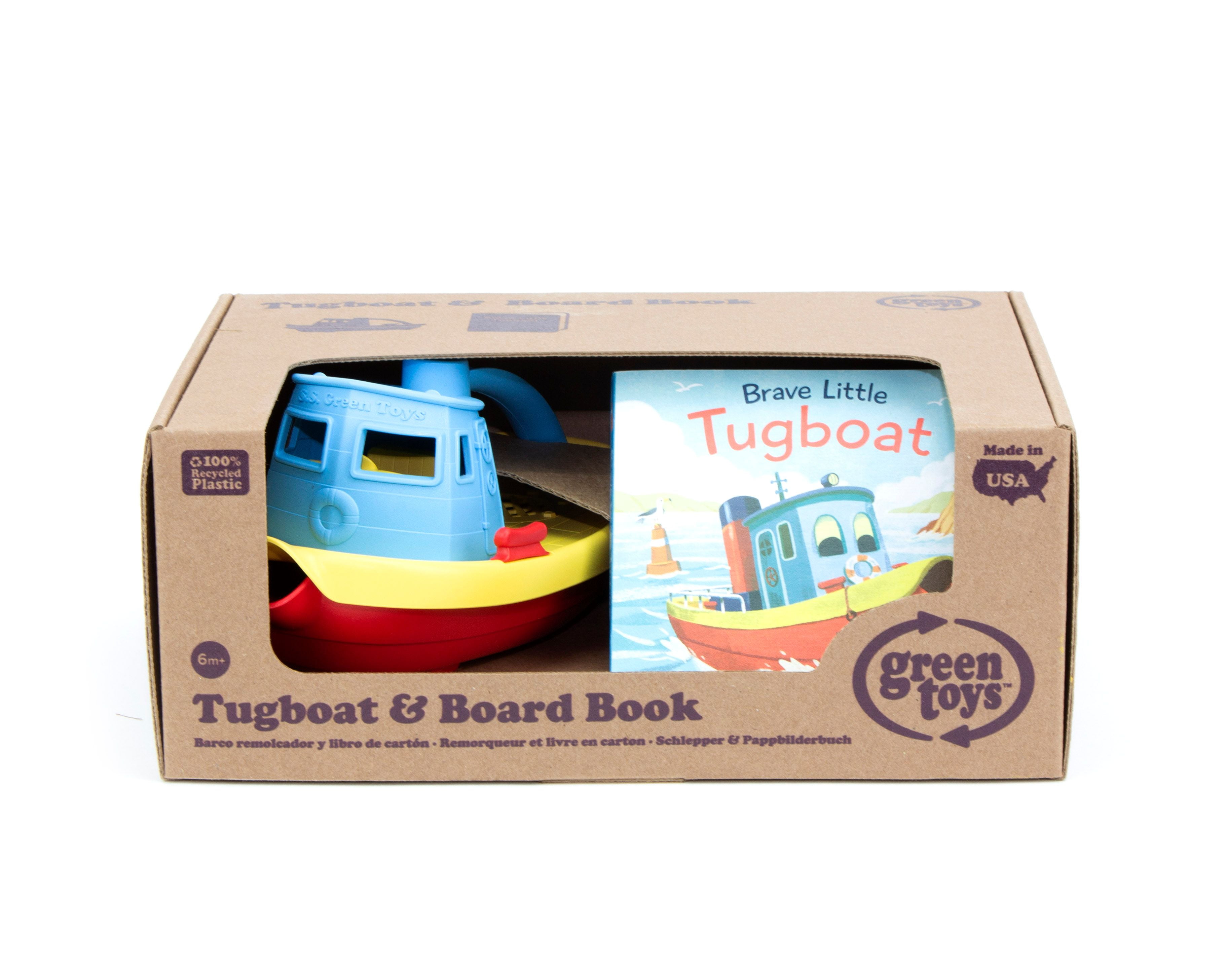 Green Toys Tugboat & Brave Little Tugboat Board Book, Toddlers Ages 6 months and up, Unisex